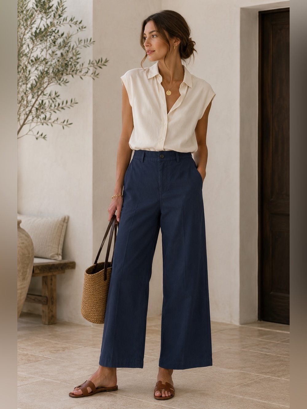 Melrose and Market Charcoal Wide-Leg Pants